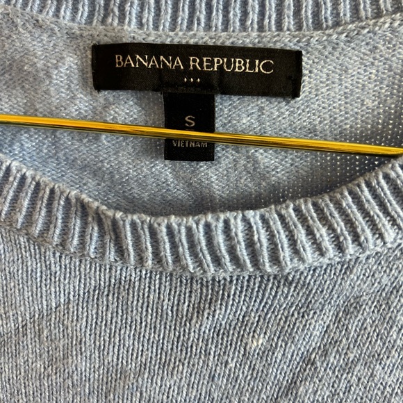 Light Blue Puff Sleeve Lightweight Sweater - Picture 4 of 7